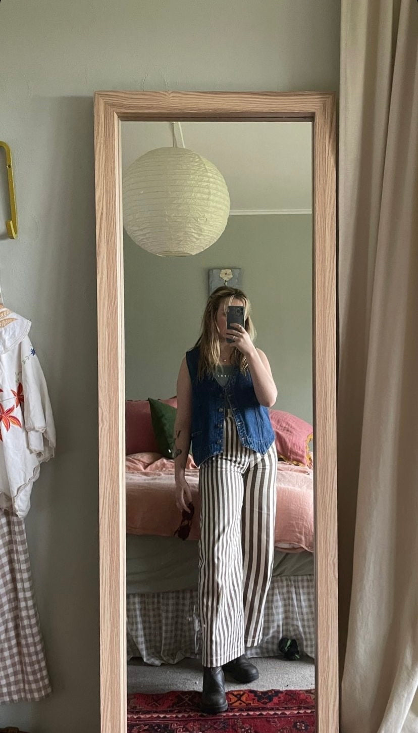 Womens Popcorn Stripe Cotton Pants