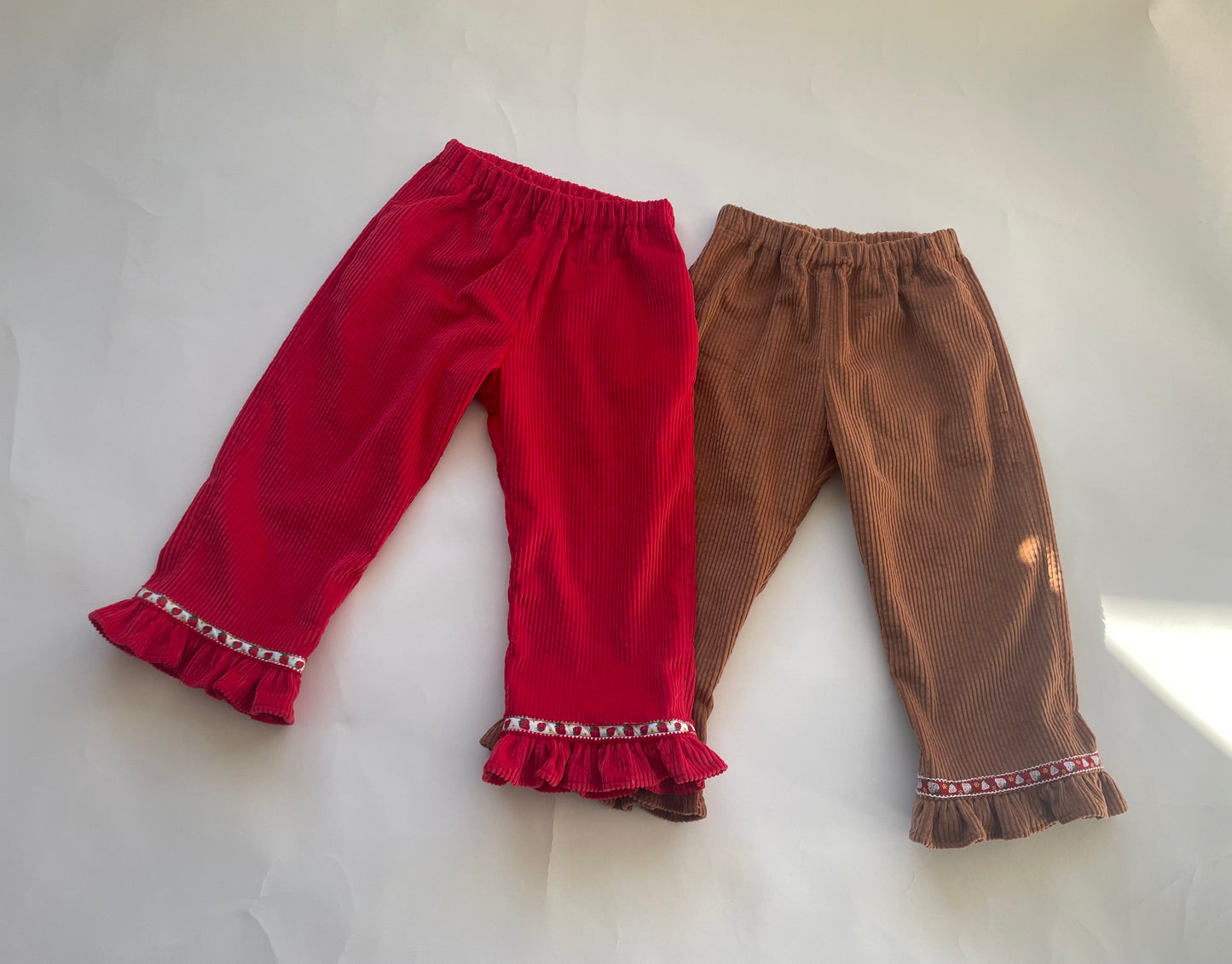 Girls Corduroy Strawberry Ruffle Pants
