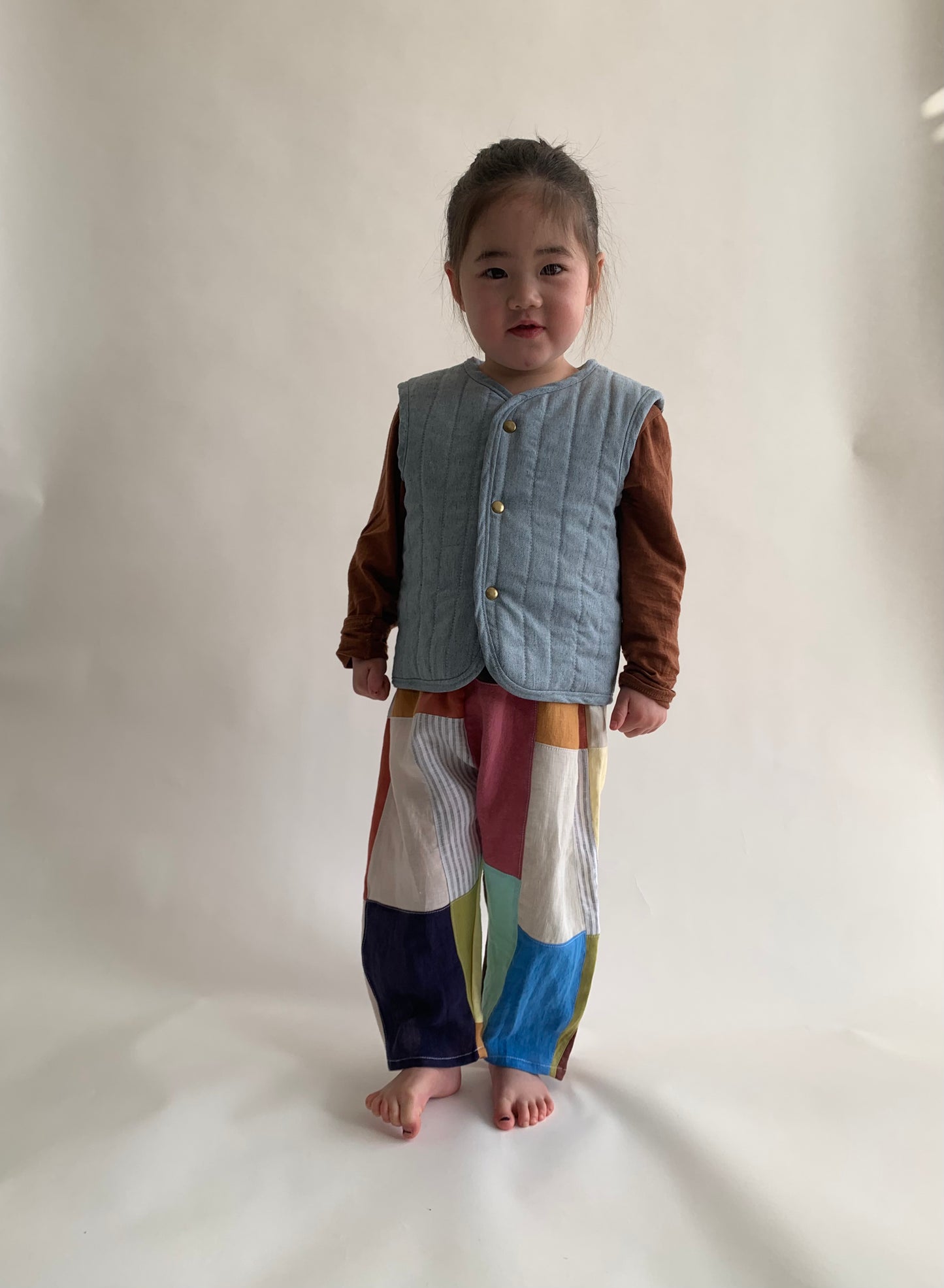 Unisex Child Linen Patchwork Pants/ One of a kind