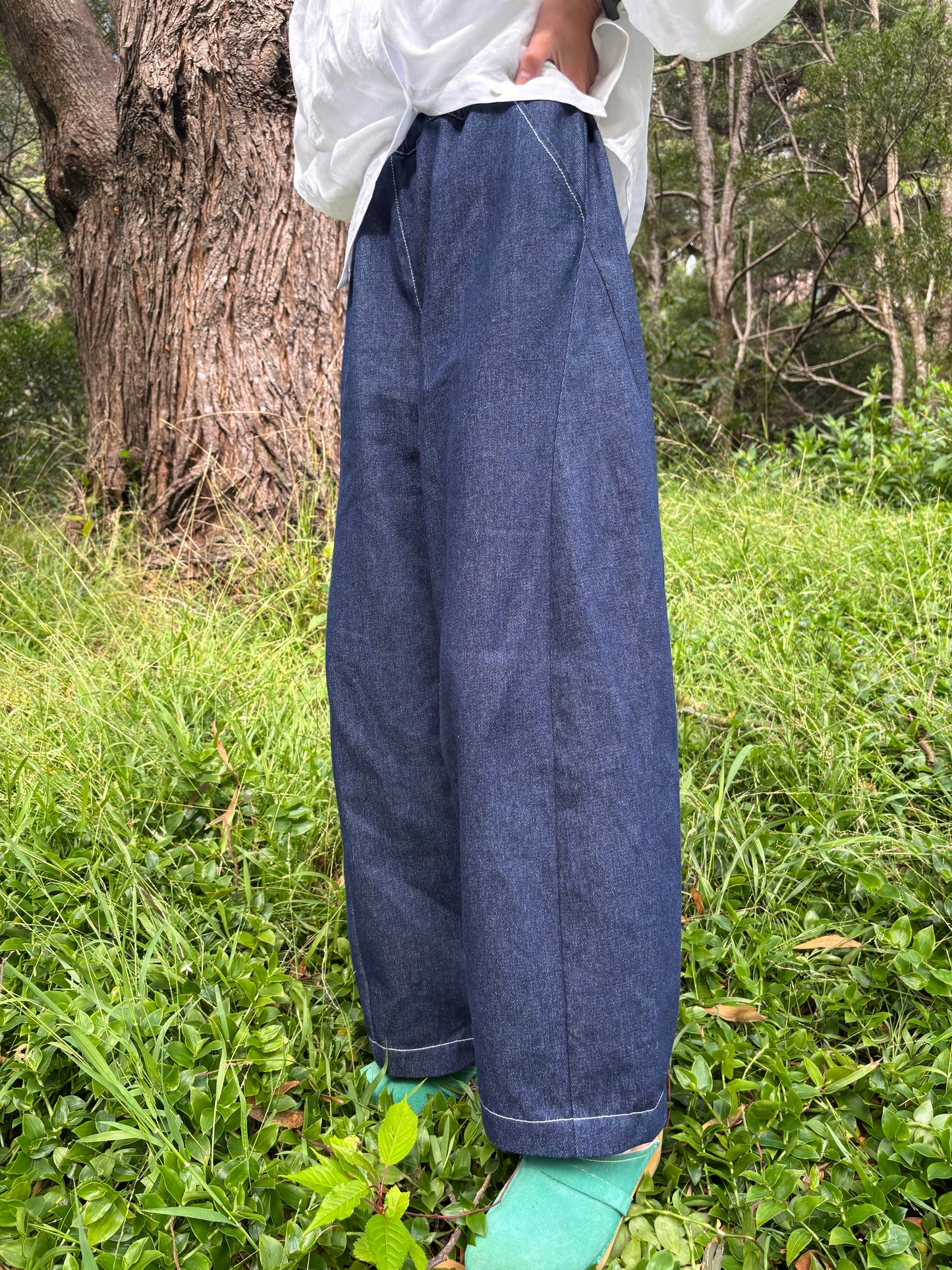 Womens Denim Arc Carved Pants