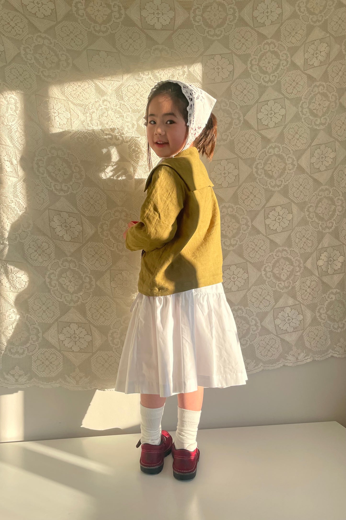 Girls Cotton Poplin Midi Skirt