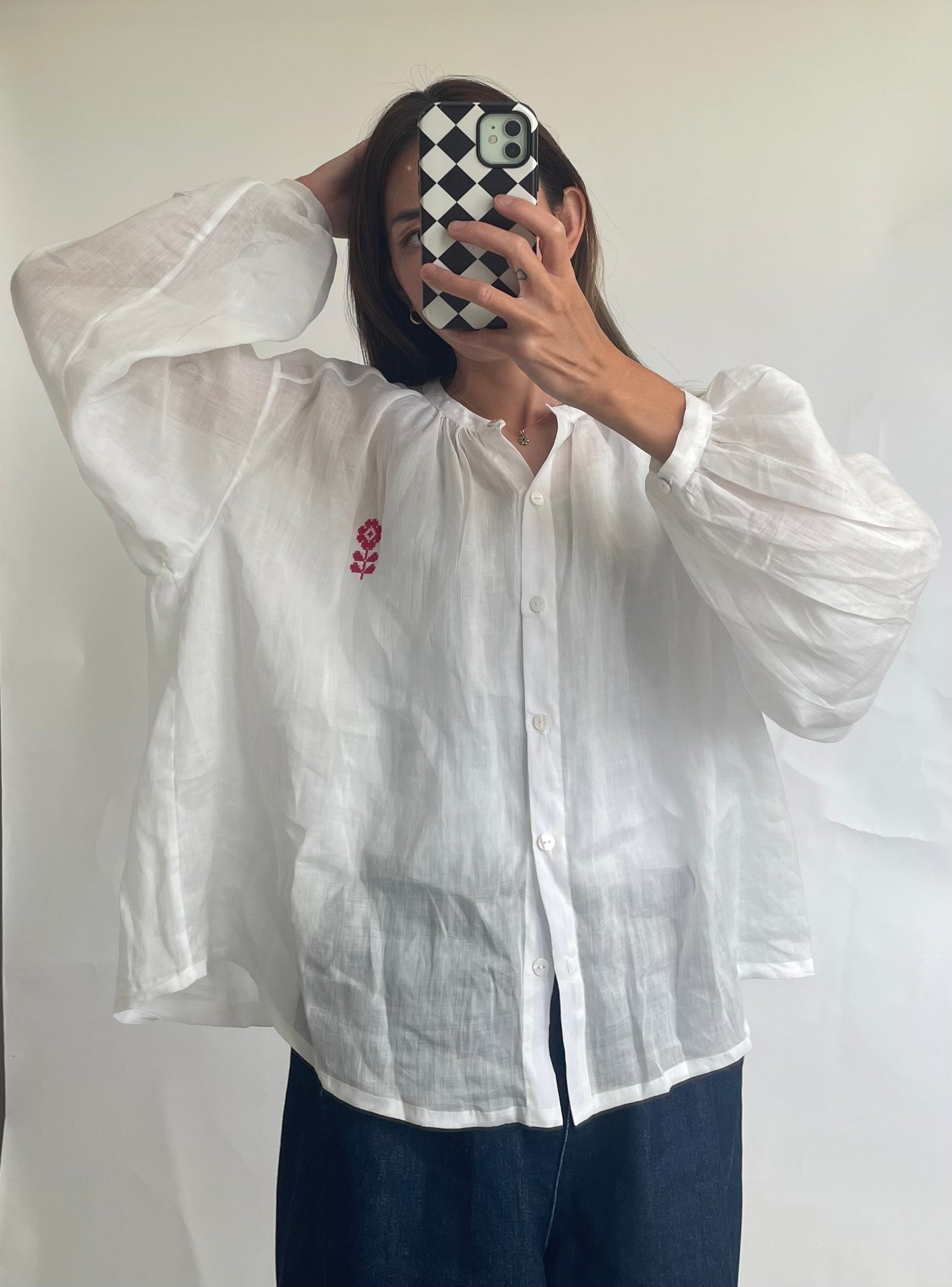 Womens Ramie Garden Folk Blouse