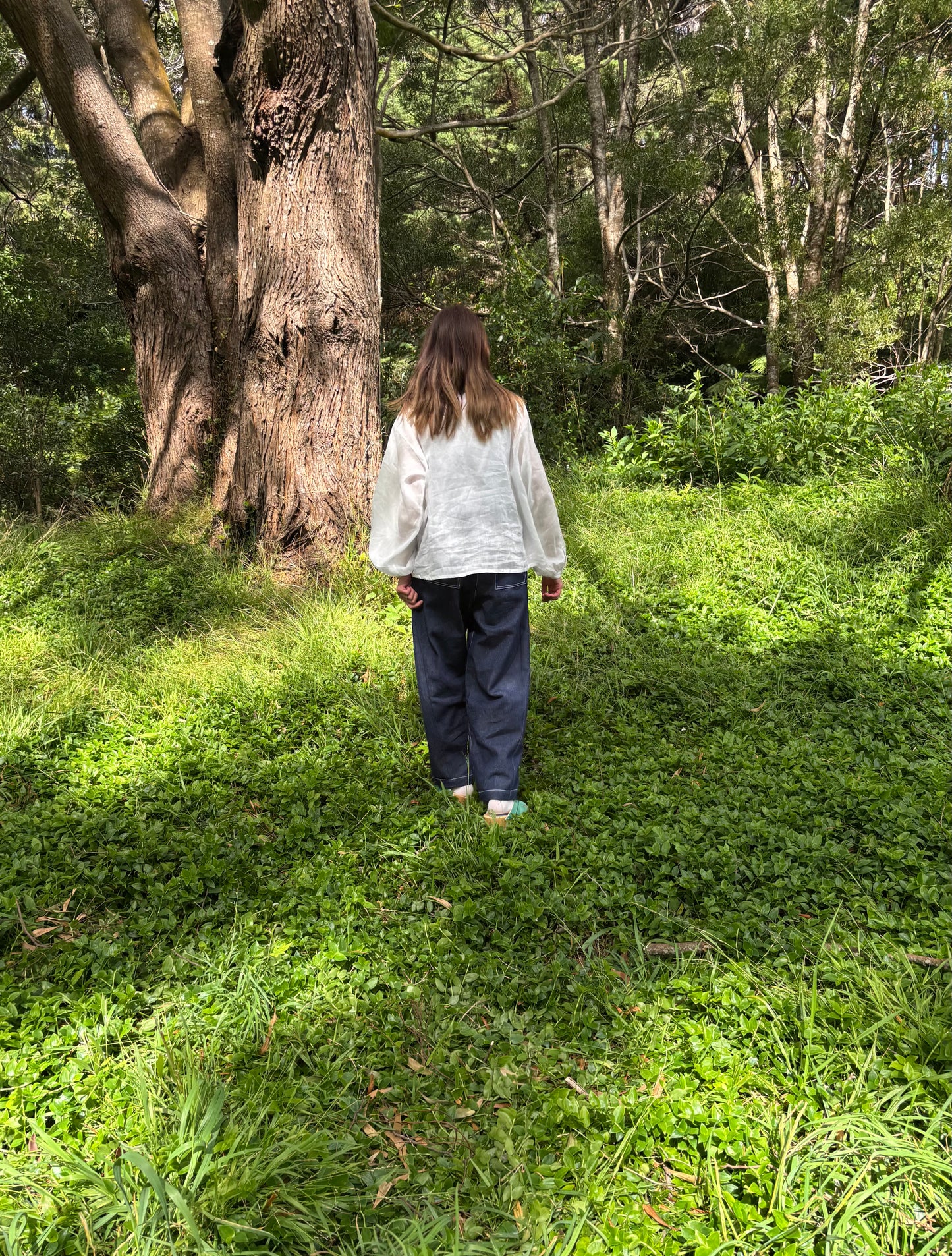 Womens Denim Arc Carved Pants