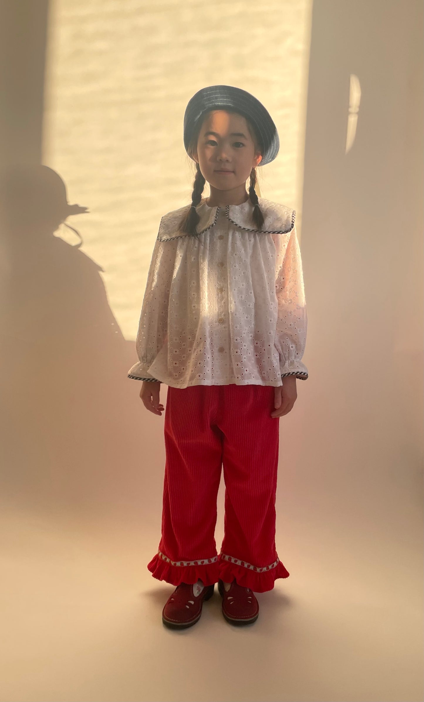 Girls Corduroy Strawberry Ruffle Pants