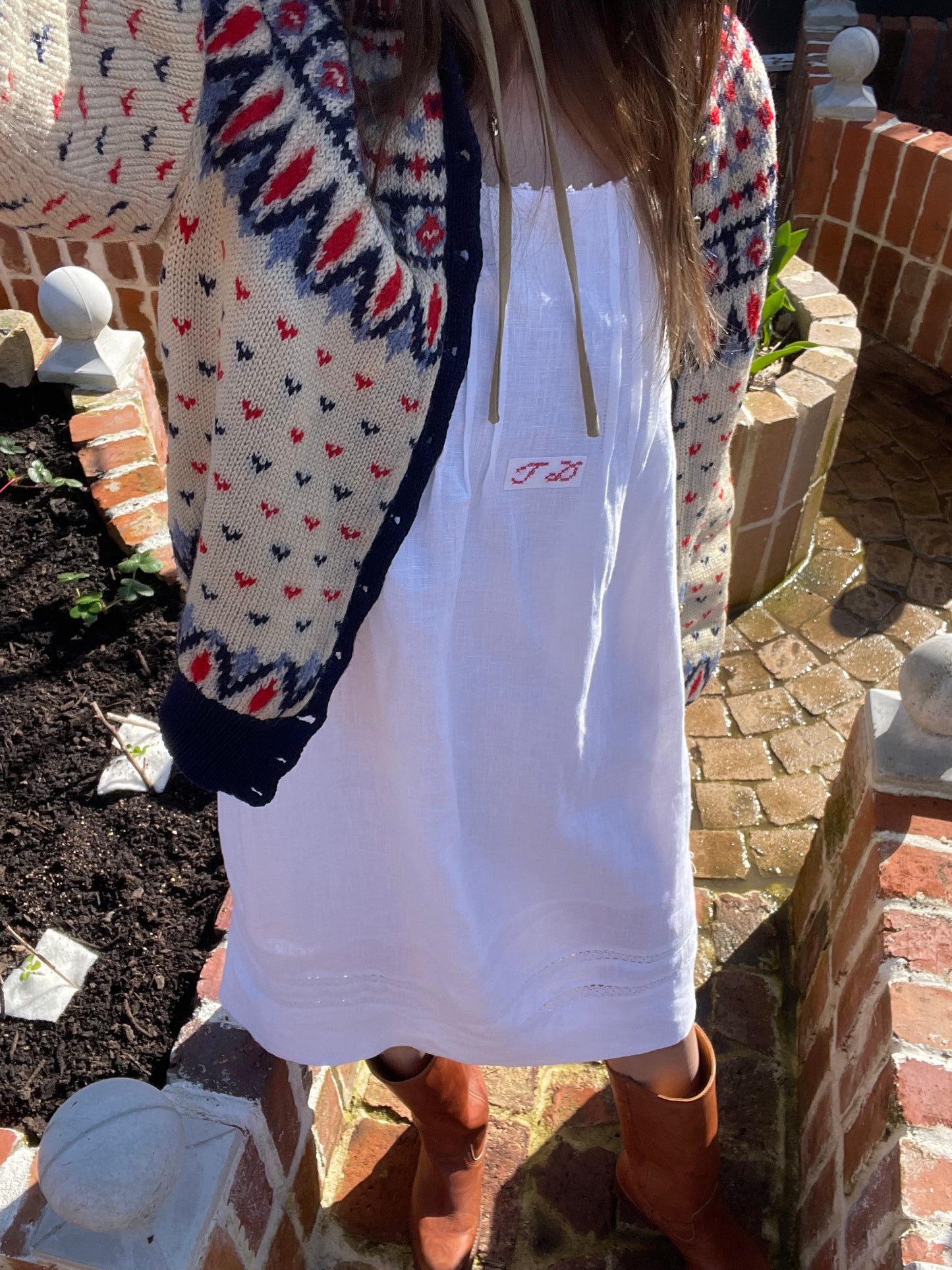 Womens Cross Stitch Linen Cami Dress