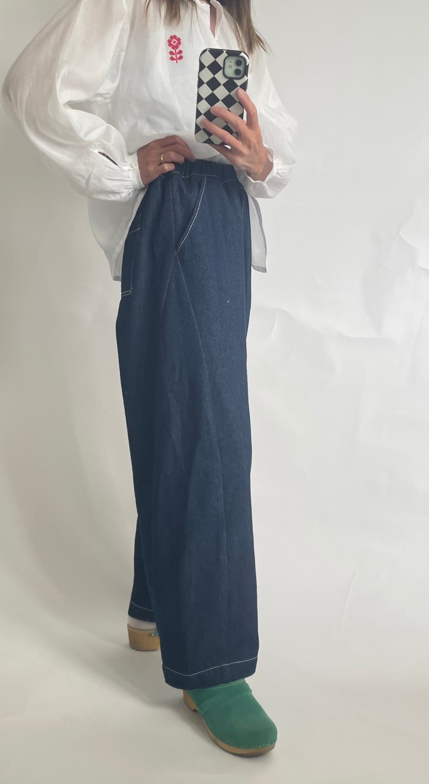 Womens Denim Arc Carved Pants