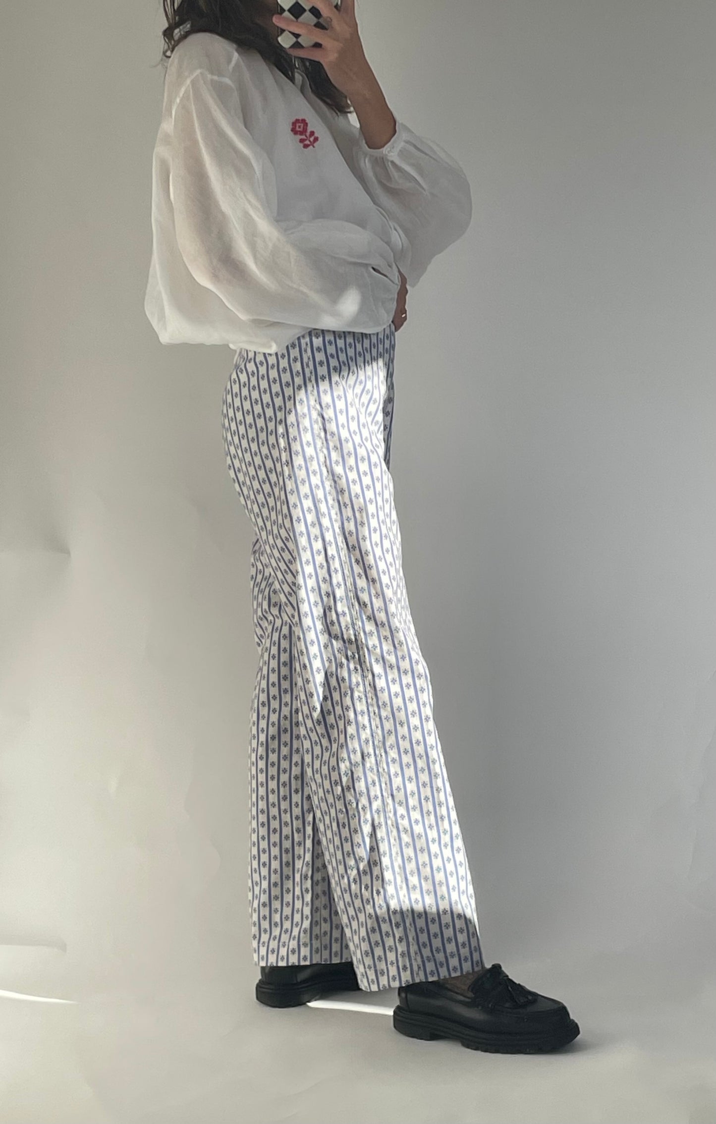 Womens Floral Wallpaper Cotton Pants