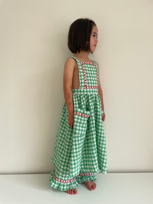 Girls Strawberry Midi Pinafore