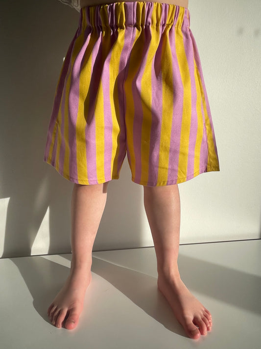 Unisex Child Two Tone Stripe Cotton Shorts