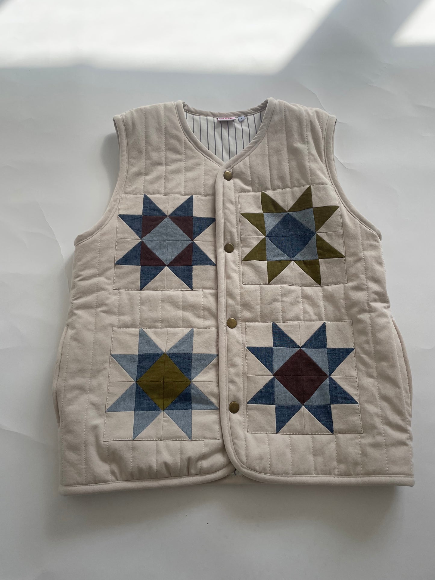 Womens Crystal Star Patchwork Wool Quilted Vest