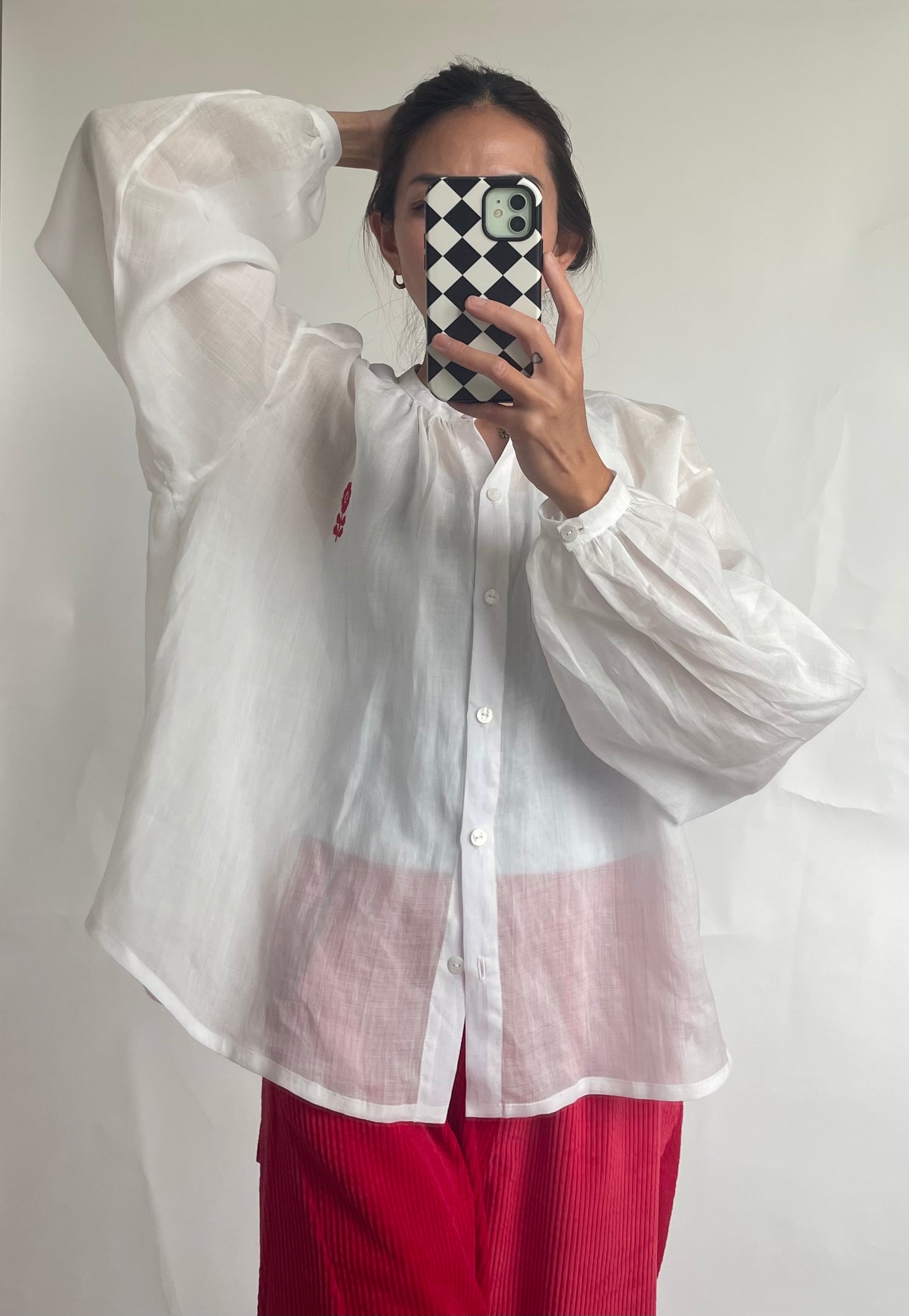 Womens Ramie Garden Folk Blouse