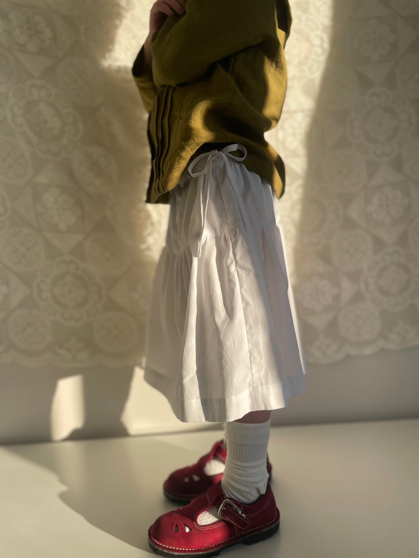 Girls Cotton Poplin Midi Skirt