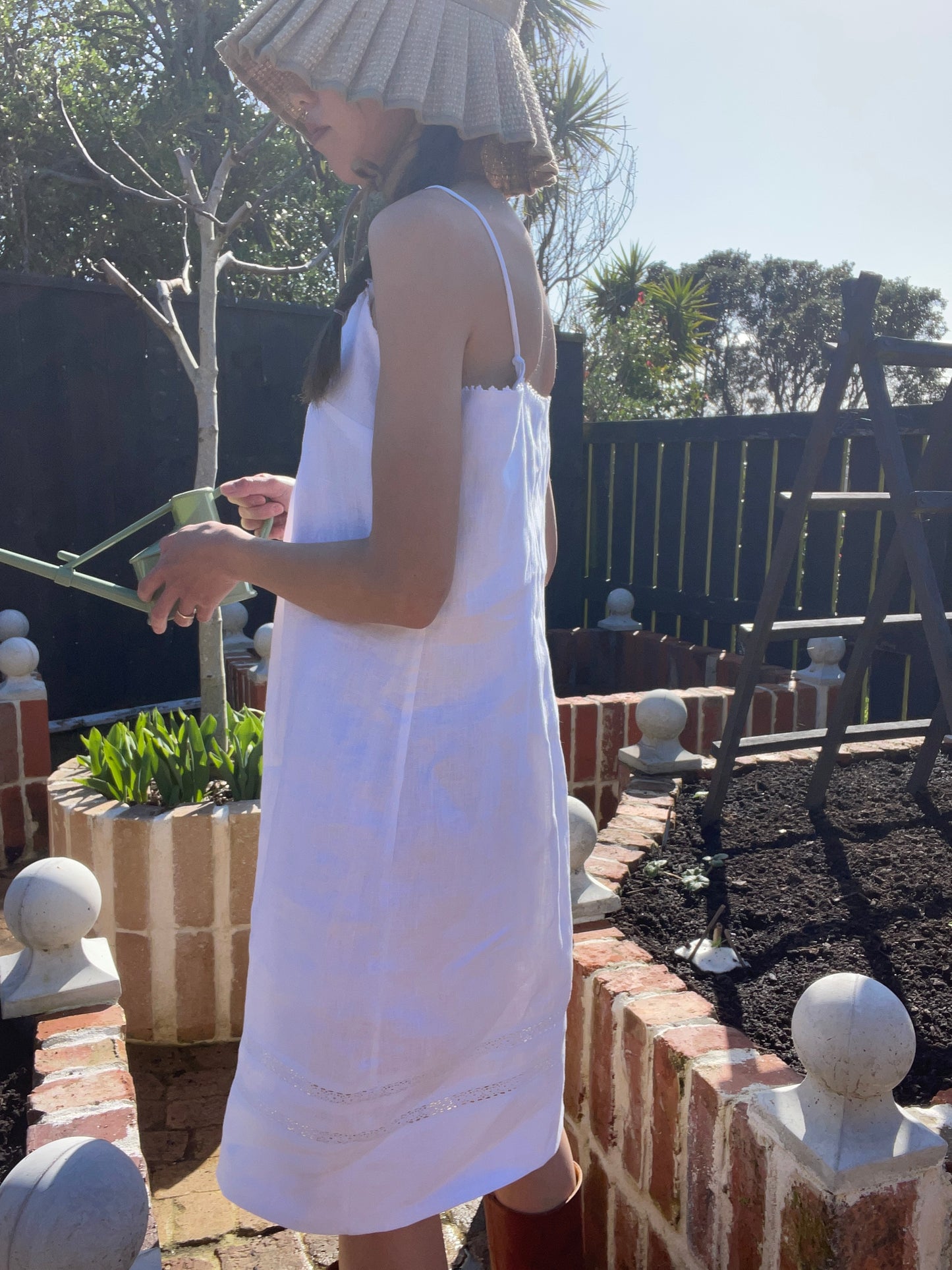 Womens Cross Stitch Linen Cami Dress