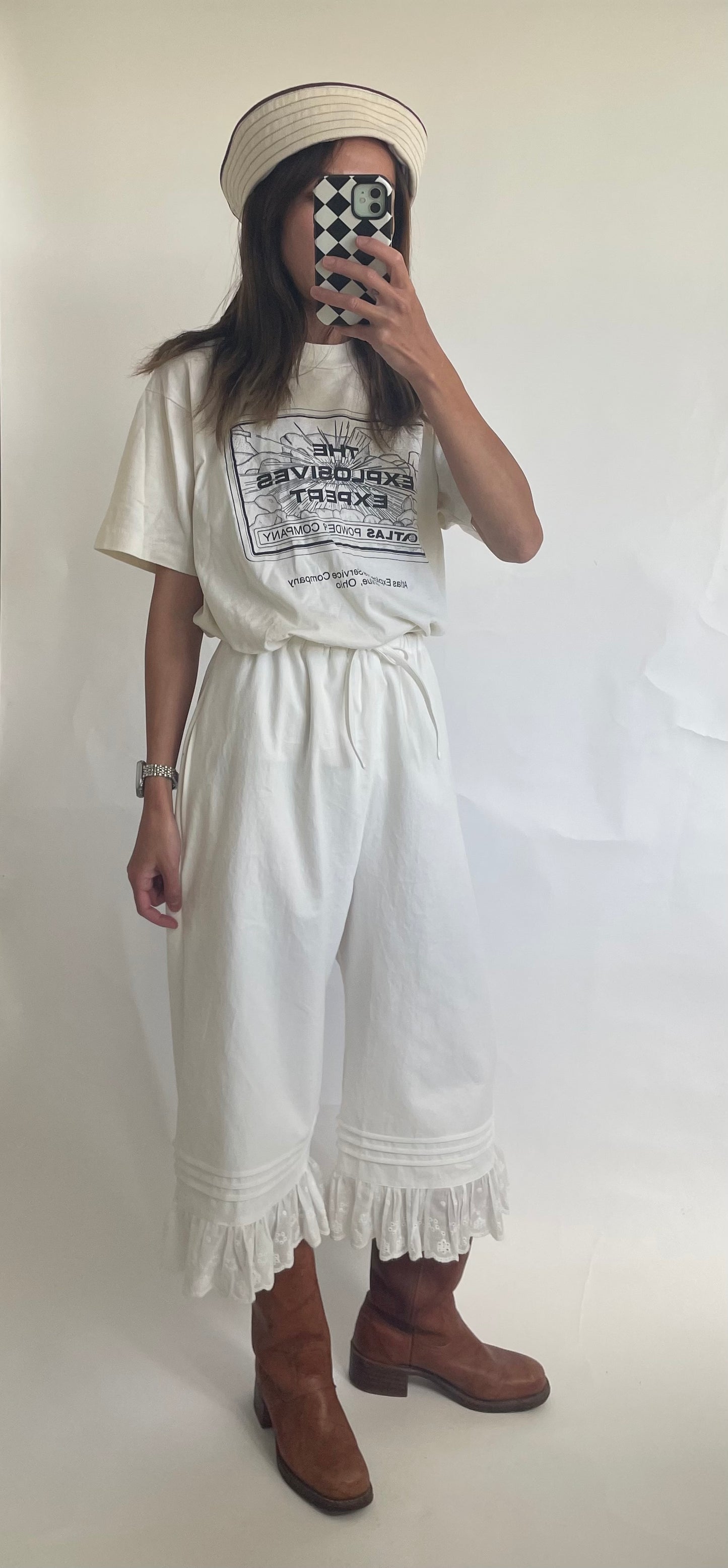 Womens Cotton Lace Cropped Pants