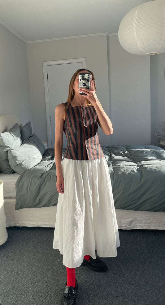 Womens Cotton Poplin Gathered Skirt