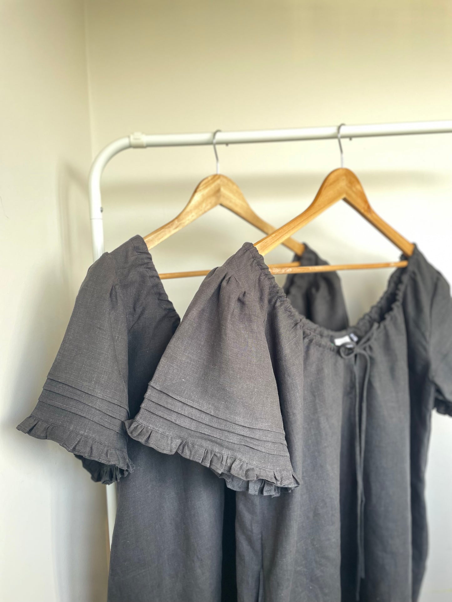 Linen Gathered Cloud Mini Dress