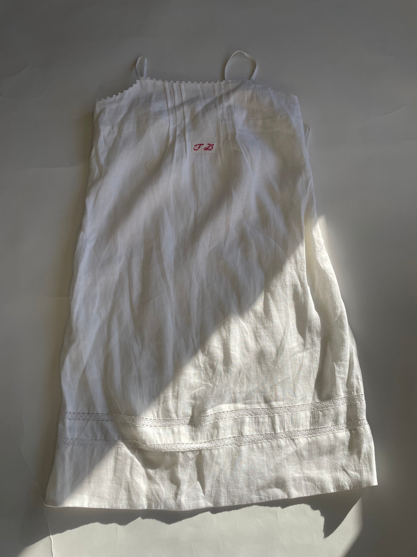 Sample / linen embroidered cami dress / 6