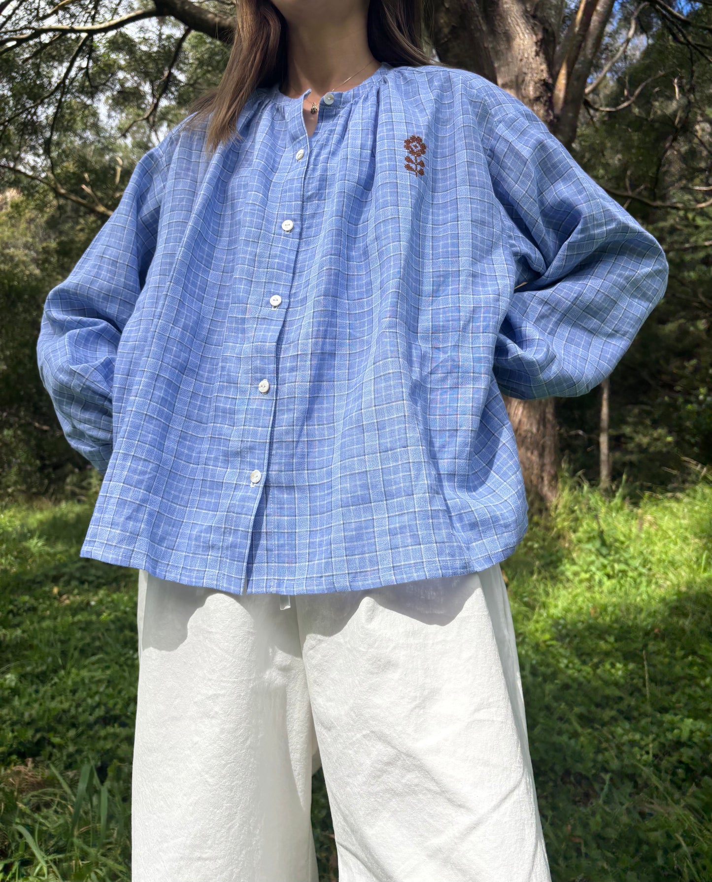 Womens Linen Garden Folk Blouse