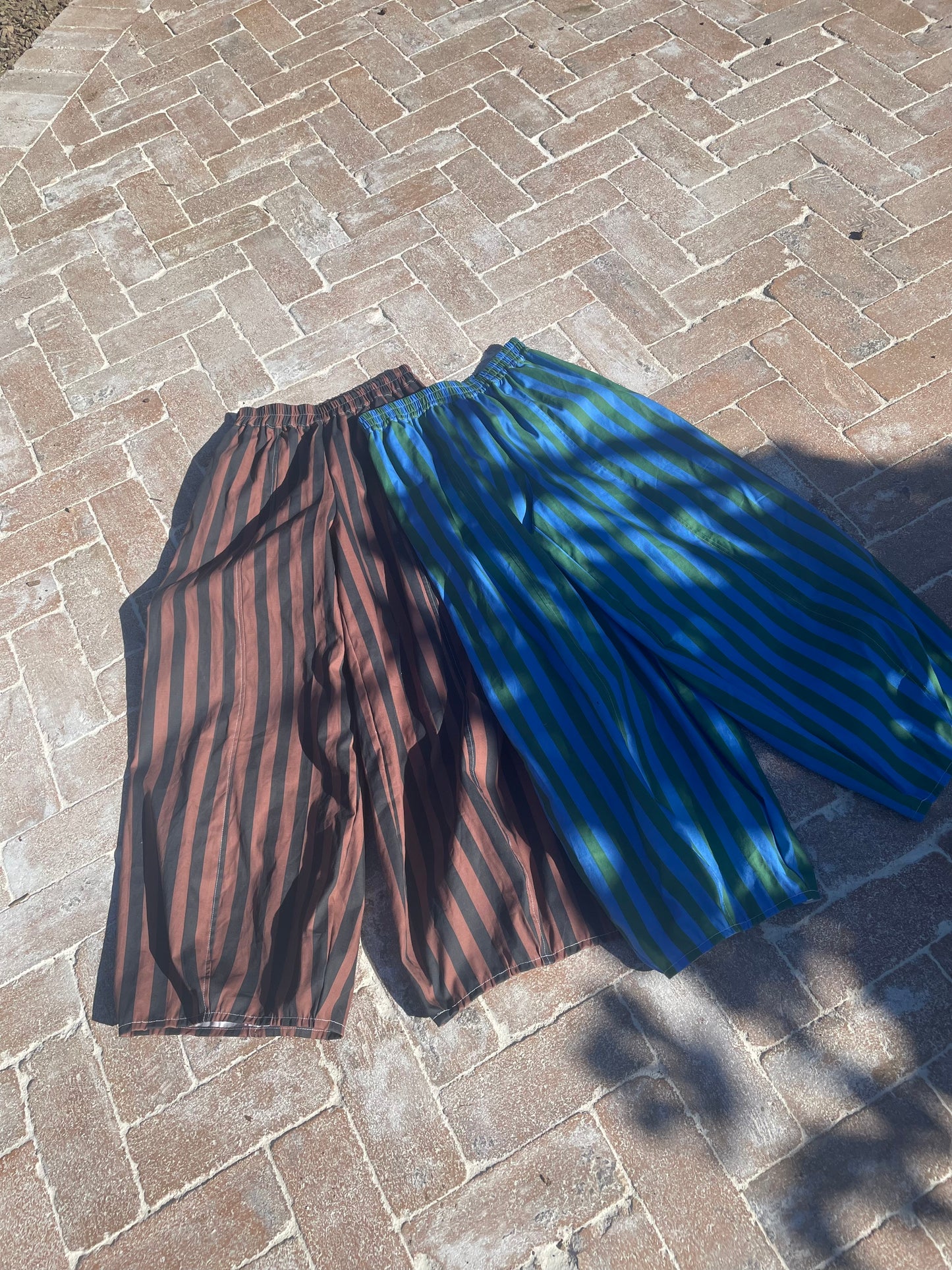 Womens Two Tone Stripe Barrel Pants