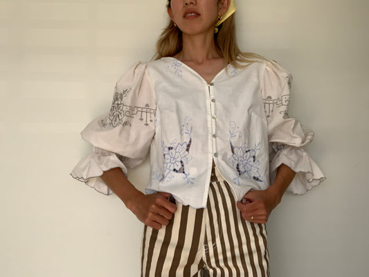Vintage repurposed fabric blouse /One of a kind (NZ 8)